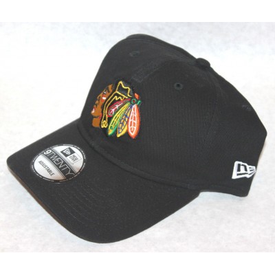 Blackhawks hockey baseball hat cap NEW ERA 9twenty black adjustable chicago  eb-57161708